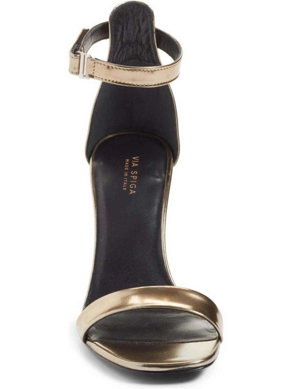 VIA SPIGA Womens Gold Heel Faxon Square Toe Buckle Leather Sandals 9.5 M - Picture 3 of 14